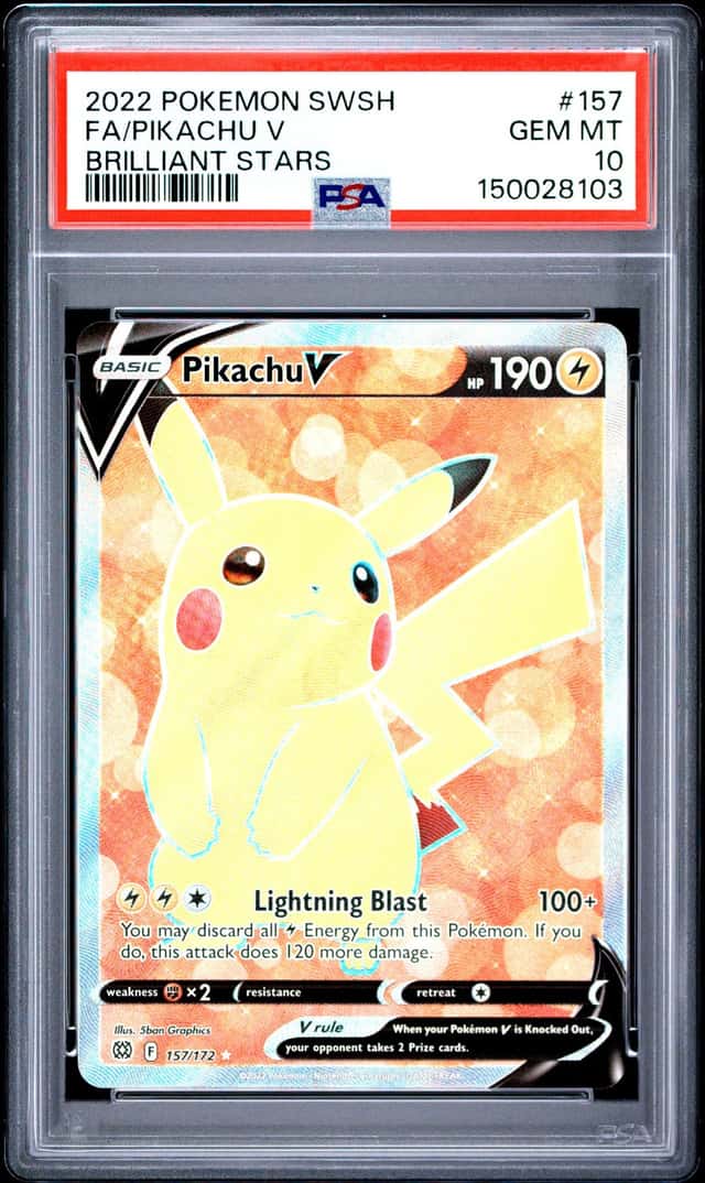2022 Pokemon Brilliant Stars Pikachu V #157 Full Art PSA 10 GEM MINT
