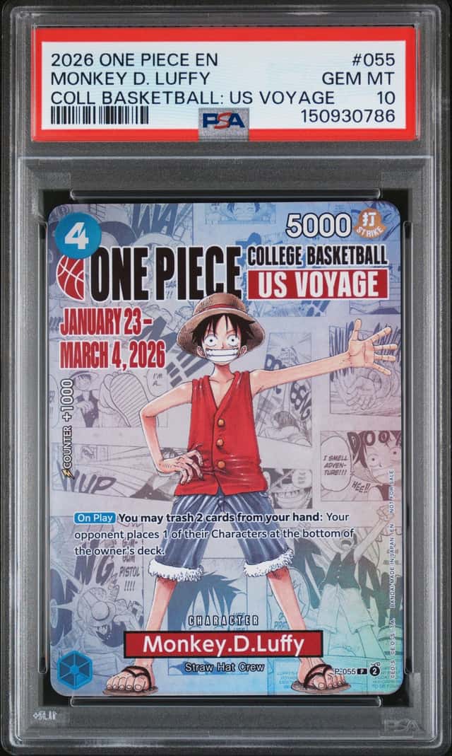 2026 One Piece College Basketball US Voyage #P-055 Monkey D. Luffy - PSA GEM MT 10