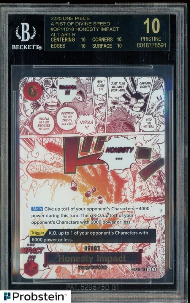 2025 One Piece OP11 EN Alternate Art #018 Honesty Impact BGS 10 BLACK LABEL