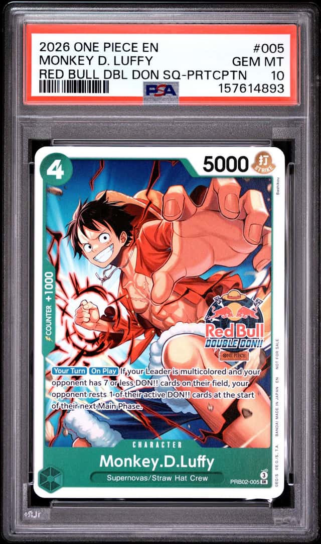 MONKEY D. LUFFY PSA 10 2026 ONE PIECE #005 EN RED BULL DOUBLE DON PARTICIPATION