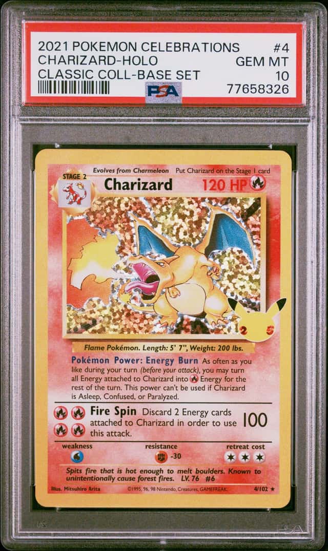 PSA 10 Charizard Celebrations Classic 4/102 Holo Base Set Pokemon Card 2021