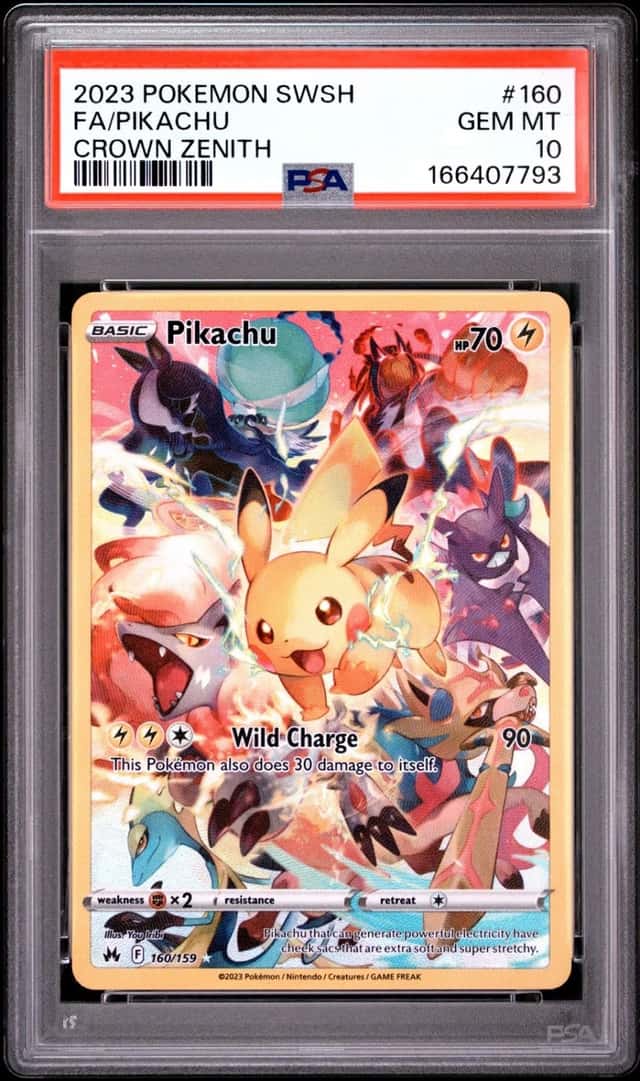 2023 POKEMON SWORD & SHIELD CROWN ZENITH #160 FULL ART/PIKACHU PSA 10