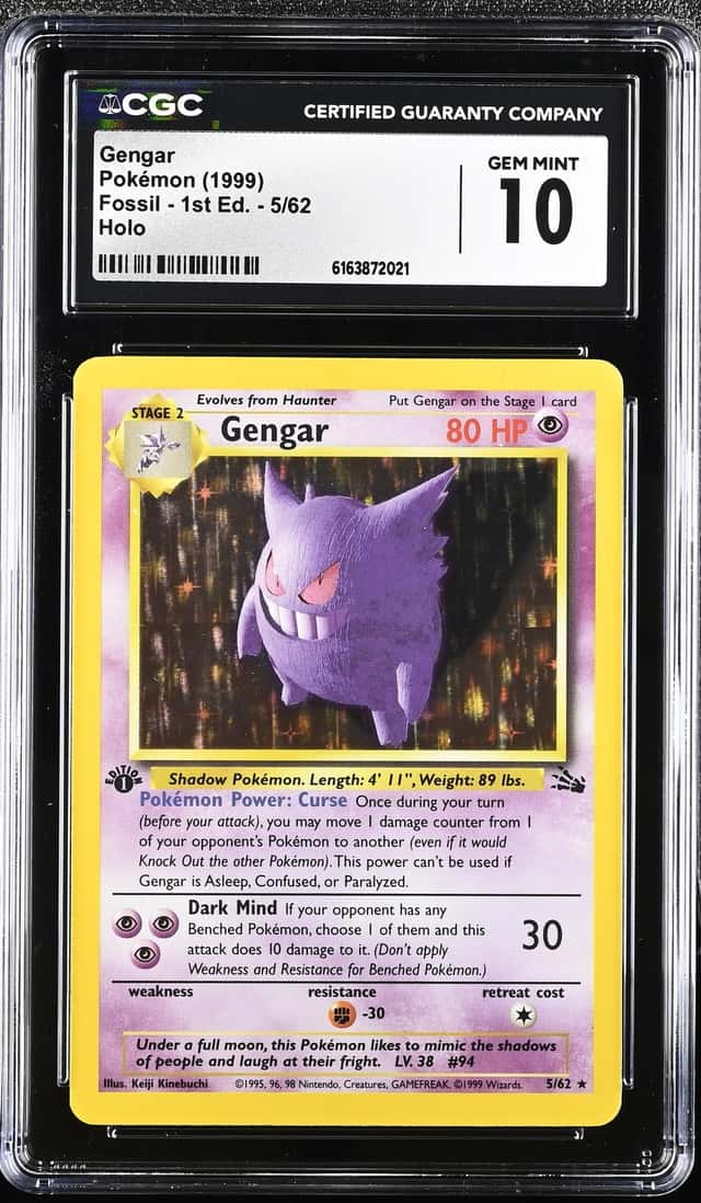 Pokemon Gengar Fossil 1st Edition Holo Rare #5 CGC 10 Gem Mint