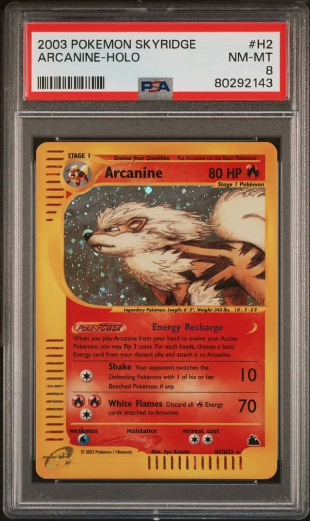 Pokemon Arcanine Holo Skyridge H2/144 PSA 8