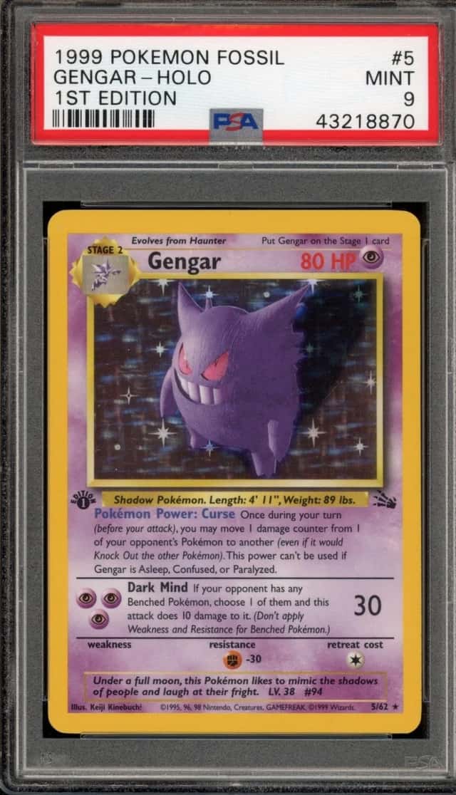Pokemon Gengar Holo Fossil 5/62 1st Edition PSA 9 Mint