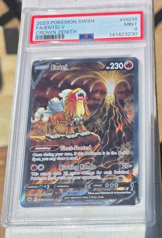 Pokemon TCG Entei V GG36/GG70 Crown Zenith GG Full Art Holo PSA 9 English
