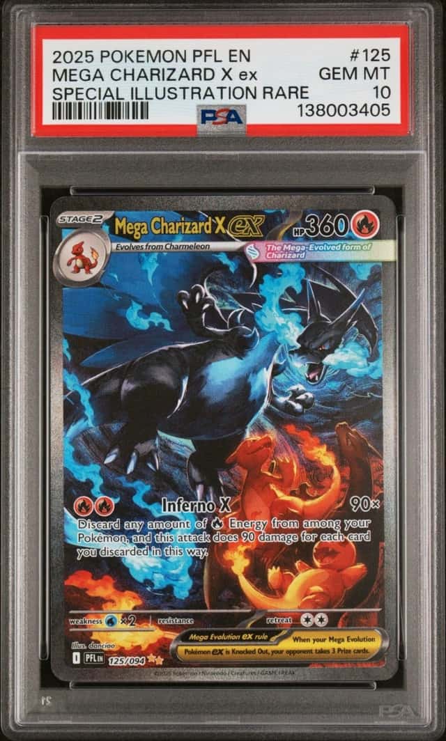 2025 POKEMON PFL SPECIAL ILLUSTRATION RARE #125 MEGA CHARIZARD X EX PSA 10