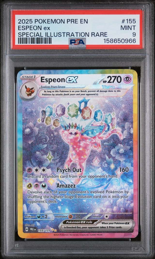 2025 Pokemon Prismatic Evolutions: Espeon ex #155 Holo **PSA 9**