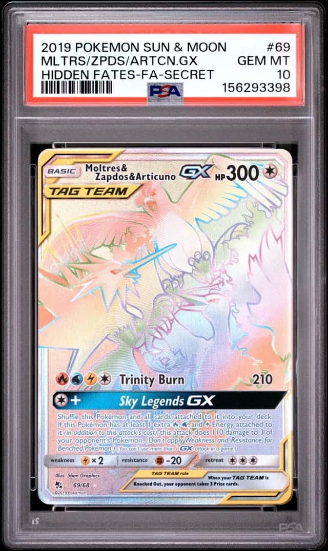 2019 POKEMON SUN & MOON HIDDEN FATES #69 MLTRS/ZPDS/ARTCN.GX FA-SECRET PSA 10
