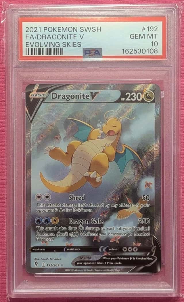 2021 Pokemon Dragonite V Full Art Evolving Skies 192/203 PSA 10 (162530108)