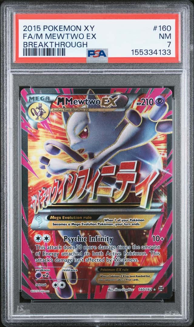 Pokémon TCG M Mewtwo EX Full Art Holo Ultra Rare Card PSA 7 160/162 Breakthrough