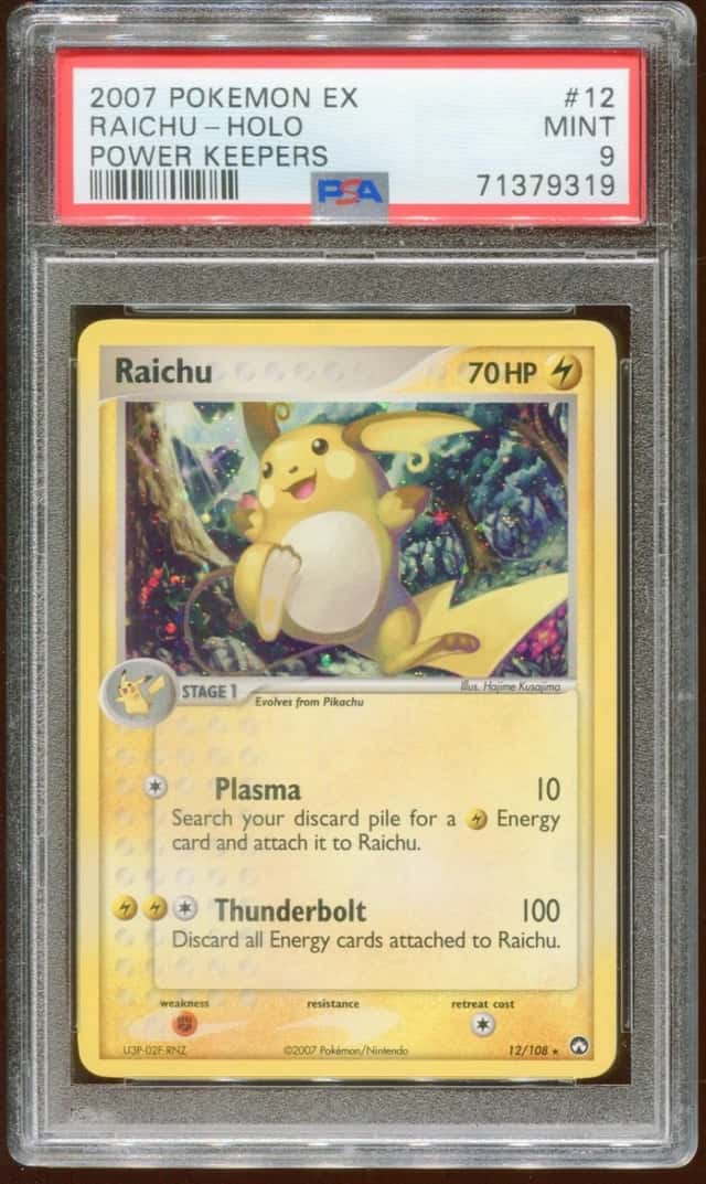 2007 POKEMON EX POWER KEEPERS RAICHU #12/108 RARE HOLO FOIL PSA 9 B E8