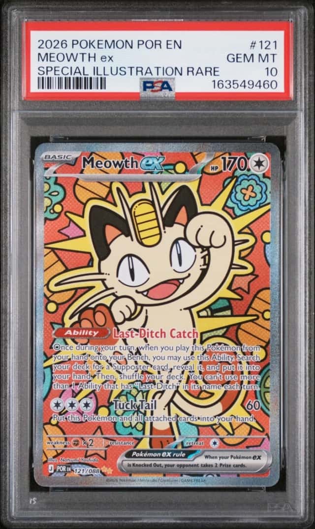 2026 POKEMON POR EN-PERFECT ORDER SPECIAL ILLUSTRATION RARE MEOWTH EX PSA 10