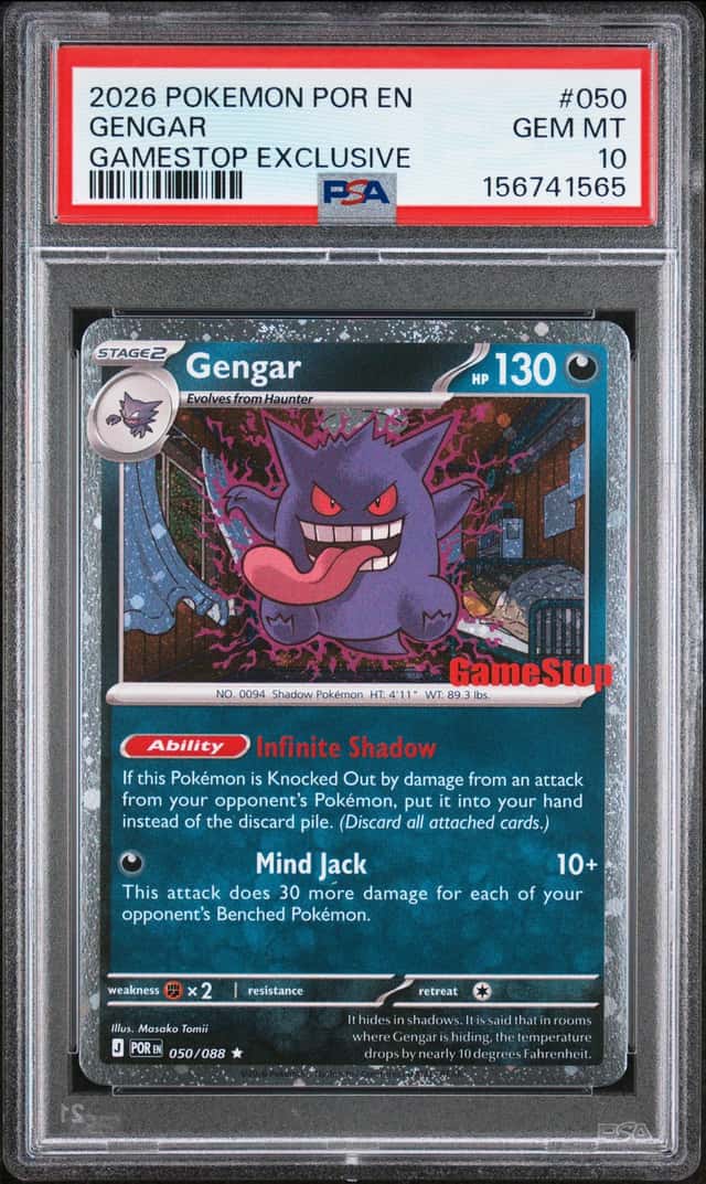 POKEMON GENGAR 2026 POR EN-PERFECT ORDER #050 GAMESTOP EXCLUSIVE PSA 10