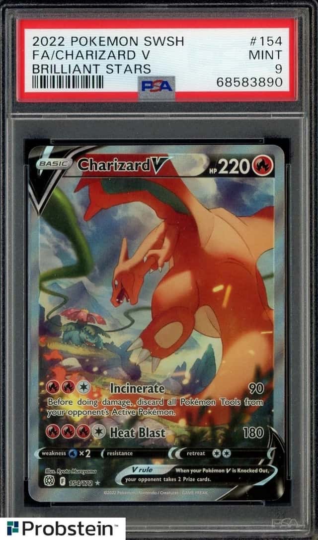 2022 Pokemon SWSH Brilliant Stars #154 FA Charizard V PSA 9 MINT