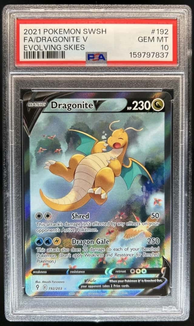 2021 Pokemon SWSH Evolving Skies Dragonite V Alternate Full Art #192/203 PSA 10