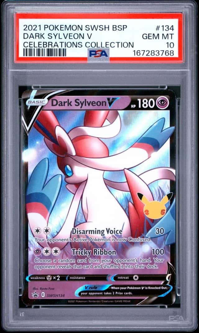 2021 POKEMON SWSH BLACK STAR PROMO CELEBRATIONS COLLECTION DARK SYLVEON V PSA 10