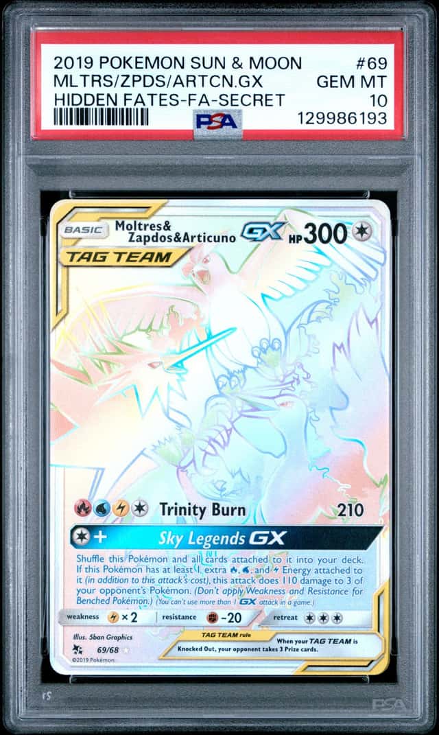 2019 Pokemon SM Tag Team Sky Legends Zapdos Moltres Articuno GX #069/68 PSA 10
