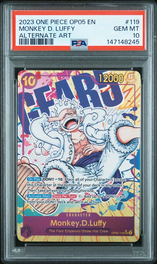 Monkey D. Luffy PSA 10 One Piece OP05-119 Gear 5 Alternate Art English Card 2023