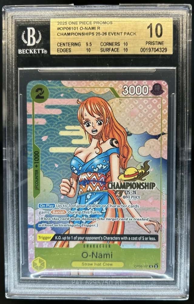 2025 One Piece Championships Event Pack O-Nami Promo #OP06-10 BGS 10 Pristine