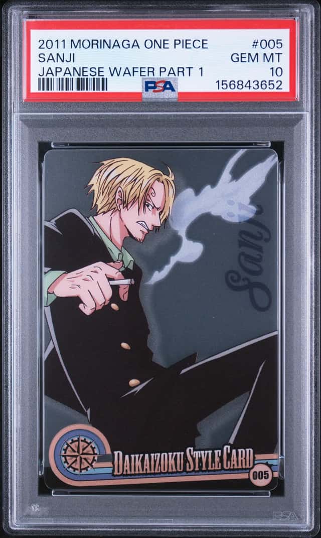 2011 ONE PIECE MORINAGA JAPANESE WAFER PART 1 #005 SANJI PSA 10