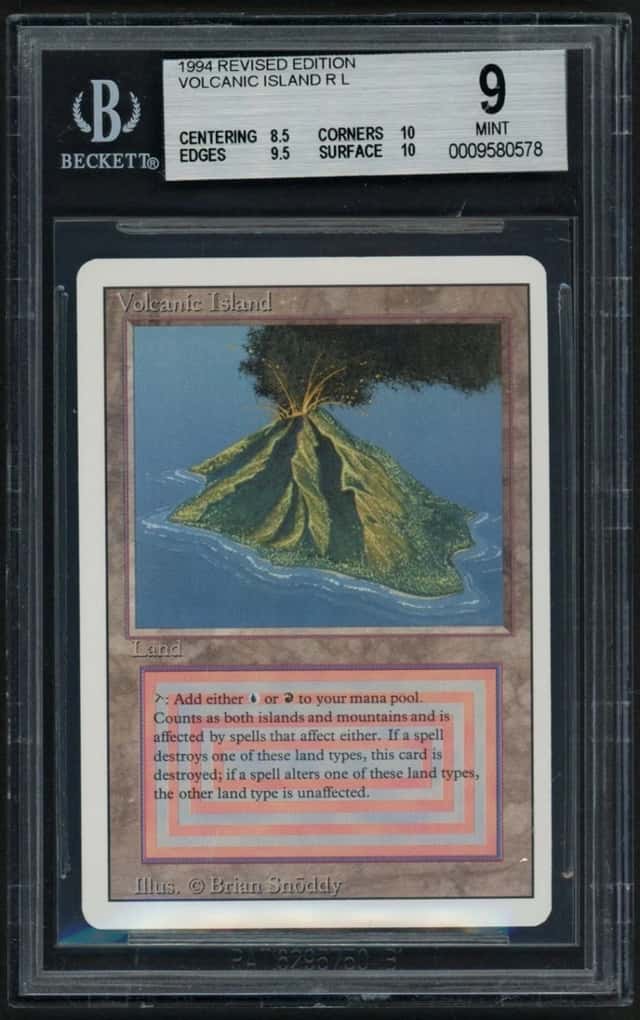 ***BGS 9 Volcanic Island (Loose Placard)*** MTG Revised Magic Kid Icarus