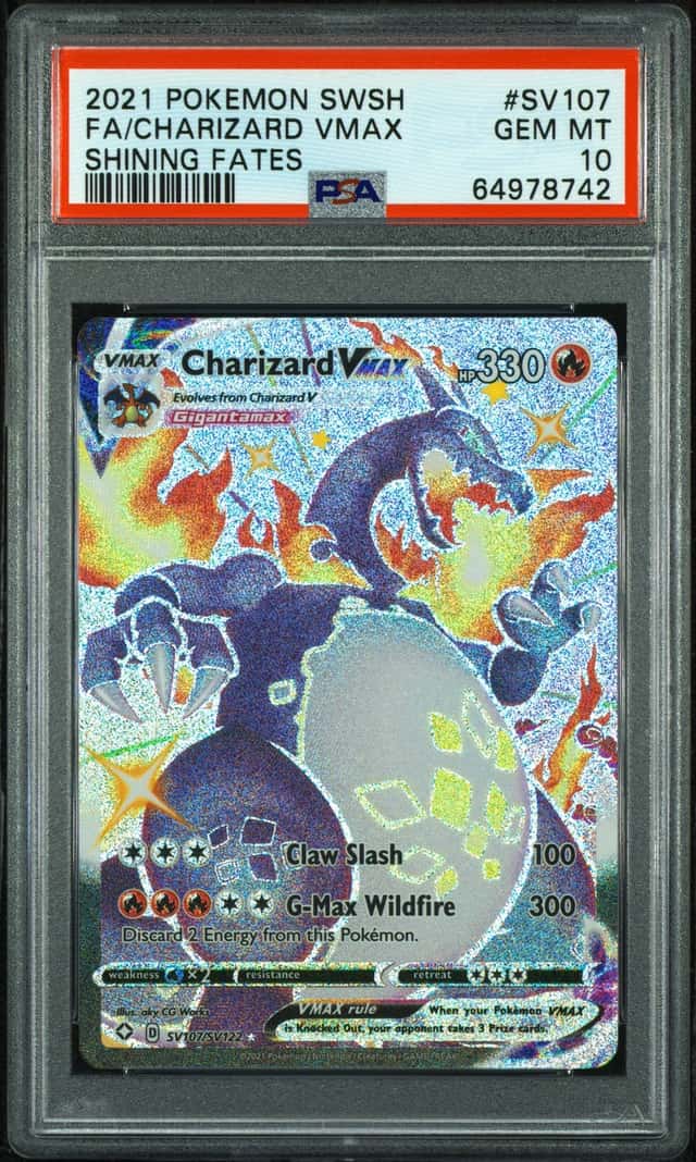 2021 POKEMON SWORD & SHIELD SHINING FATES #SV107 FULL ART/CHARIZARD VMAX PSA 10