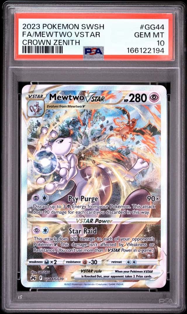 2023 POKEMON SWORD & SHIELD CROWN ZENITH #GG44 FULL ART/MEWTWO VSTAR PSA 10