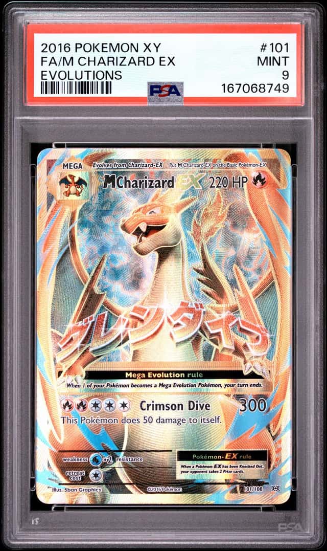Pokemon Cards PSA 9 MINT Charizard Ex FA Evolutions XY 2016 Ultra Rare 101/108