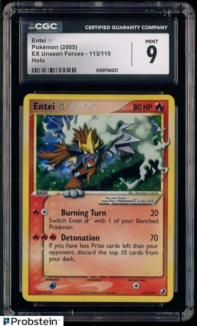2005 Pokemon Ex Unseen Forces #113 Entei Gold Star Holo R CGC 9 MINT