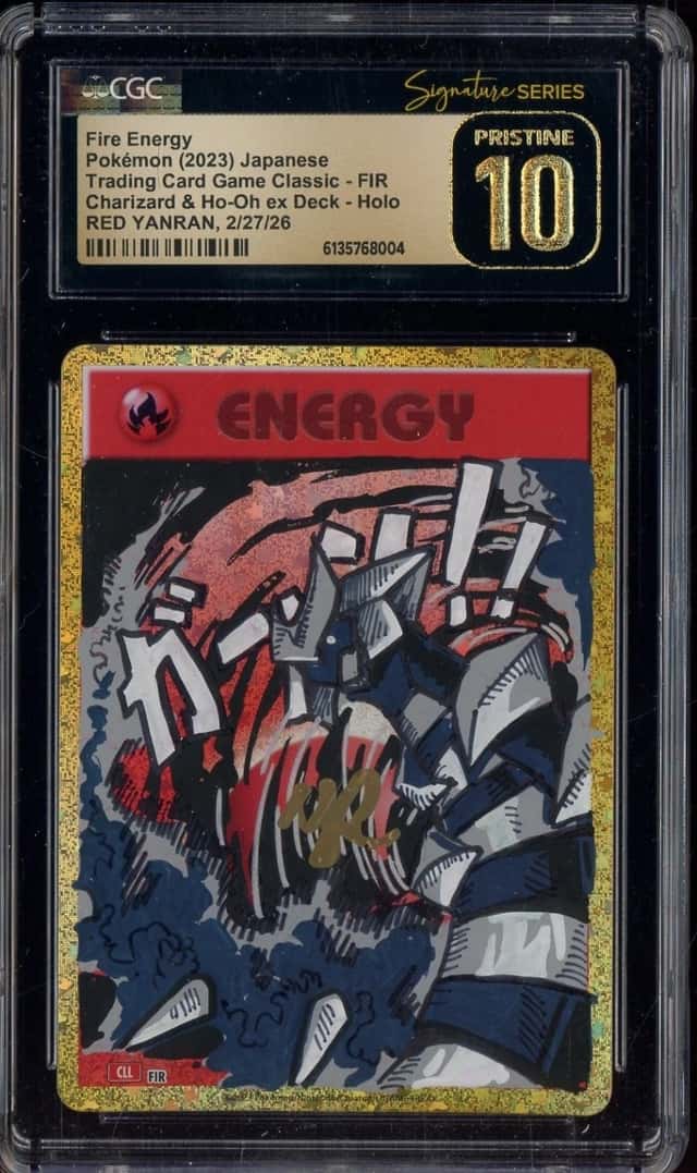 RED YANRAN Signed Sketched Pokemon Japanese Fire Energy CGC 10 w/ AUTO