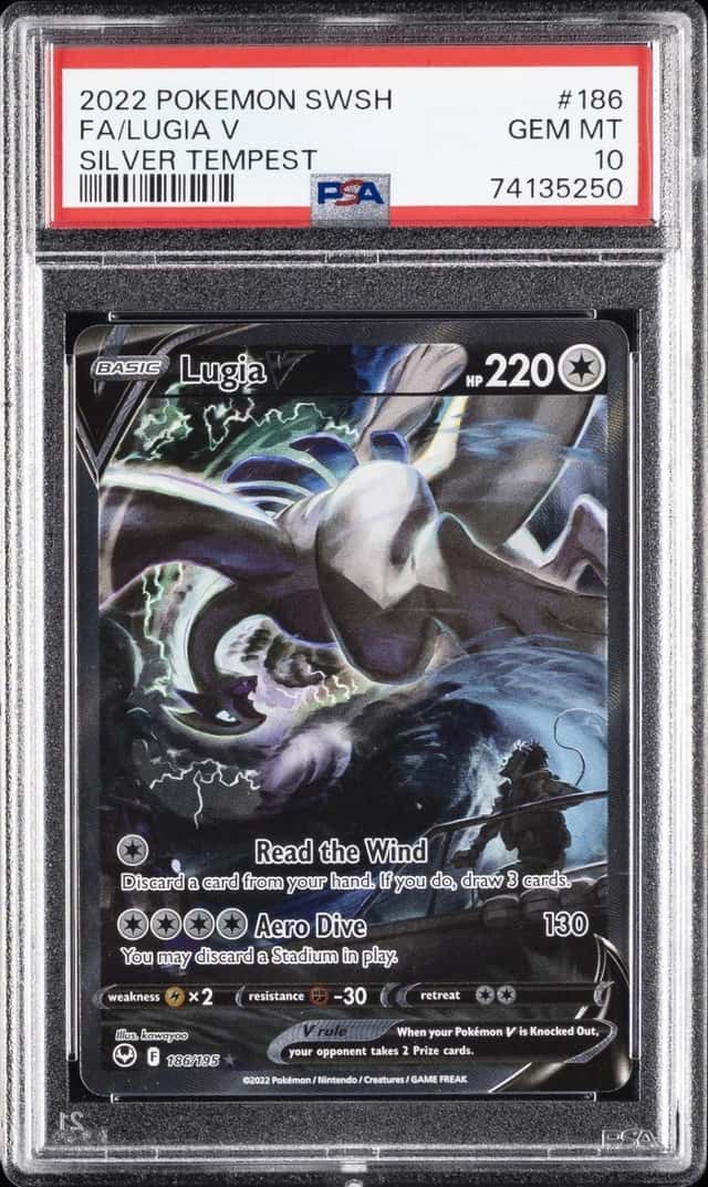 2022 POKEMON SWORD & SHIELD SILVER TEMPEST #186 FULL ART/LUGIA V PSA 10