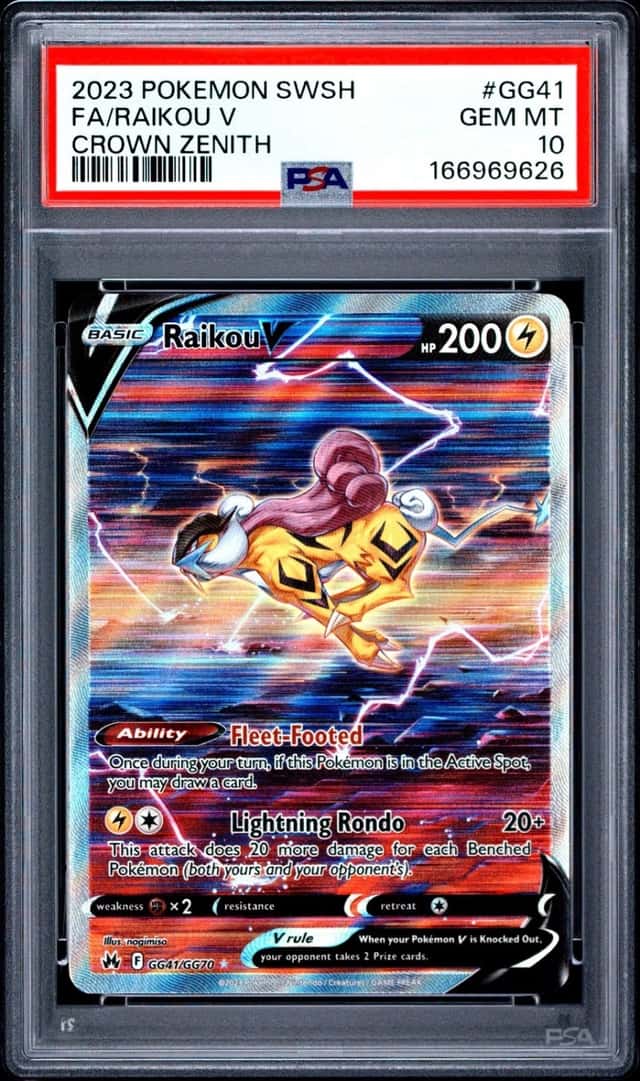 2023 POKEMON SWORD & SHIELD CROWN ZENITH #GG41 FULL ART/RAIKOU V PSA 10