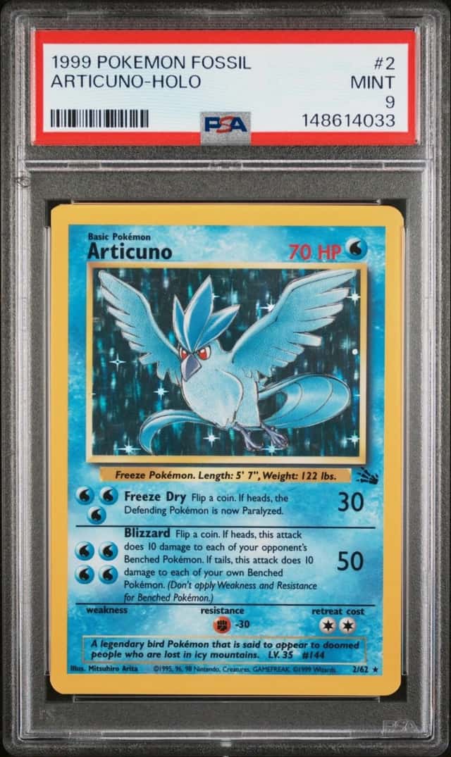 Pokemon Articuno Holo Fossil Unlimited 2/62 PSA 9 Mint