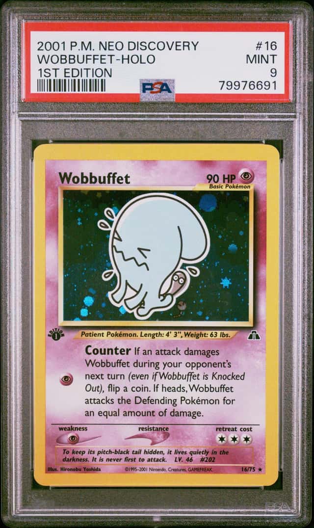 Pokemon Wobbuffet Holo Neo Discovery 16/75 1st Edition PSA 9 Mint