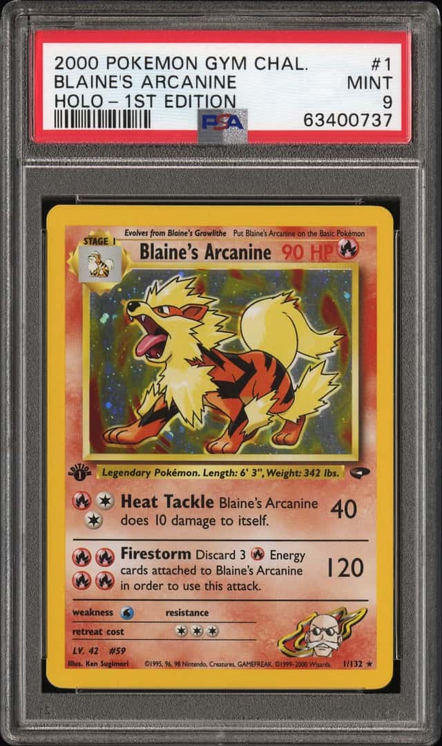 Pokemon Blaine's Arcanine Gym Challenge 1/132 Holo 1st Edition PSA 9 Mint