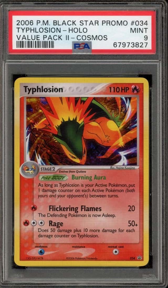 Pokemon Typhlosion Cosmos Holo Black Star Promos 034 Value Pk. II PSA 9 Mint