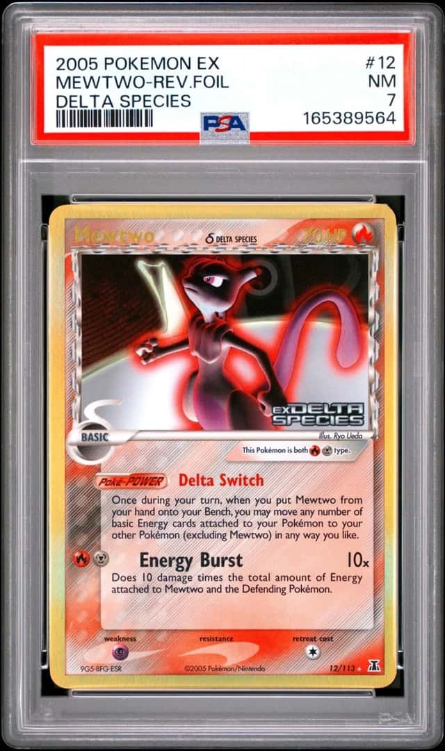 Pokemon Mewtwo Reverse Holo EX Delta Species 12/113 PSA 7