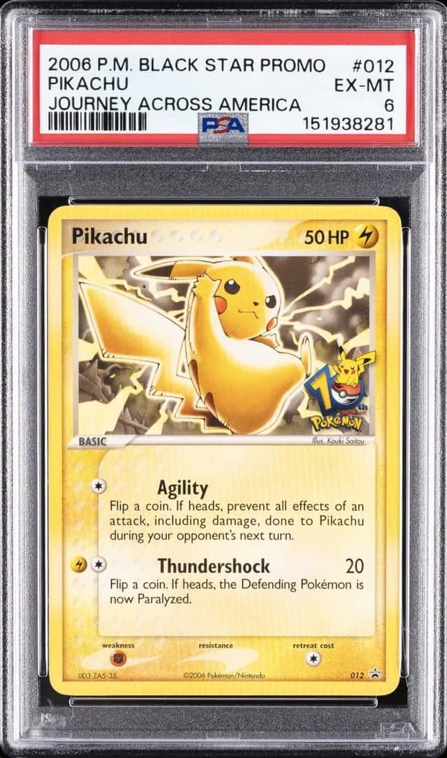 2006 POKEMON BLACK STAR PROMOS JOURNEY ACROSS AMERICA #012 PIKACHU PSA 6