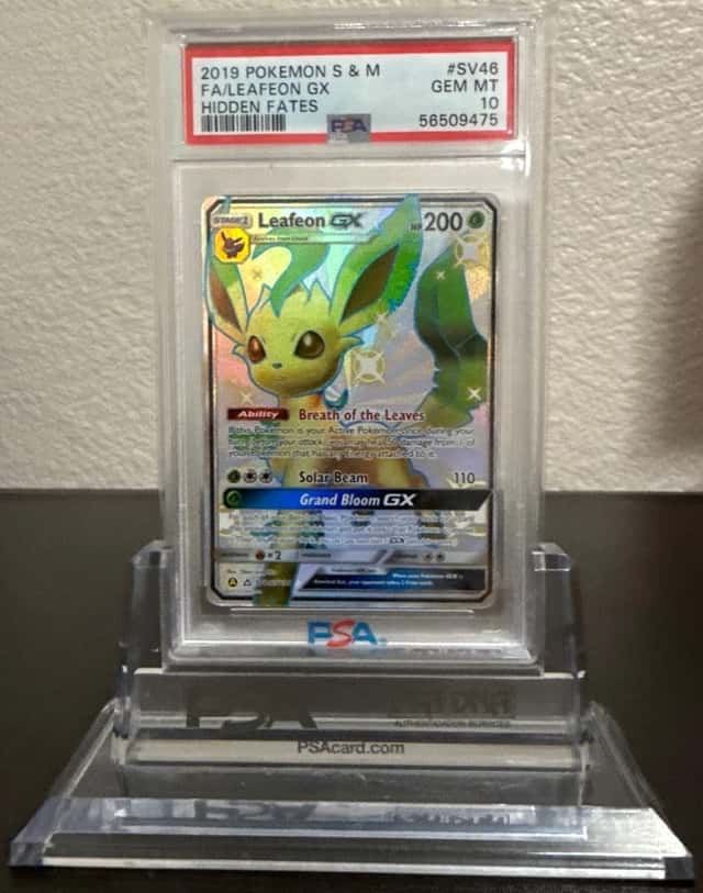 2019 Pokemon Sun & Moon Hidden Fates Leafeon GX PSA 10 #SV46