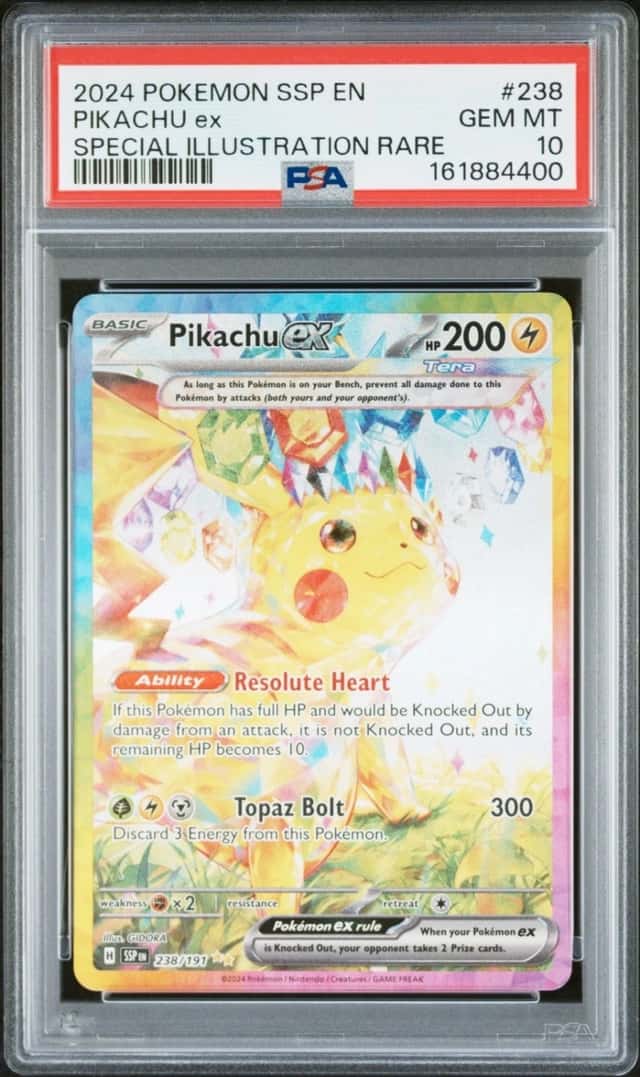 2024 POKEMON PIKACHU ex SPECIAL ILLUSTRATION RARE EN-SURGING SPARKS #238 PSA 10