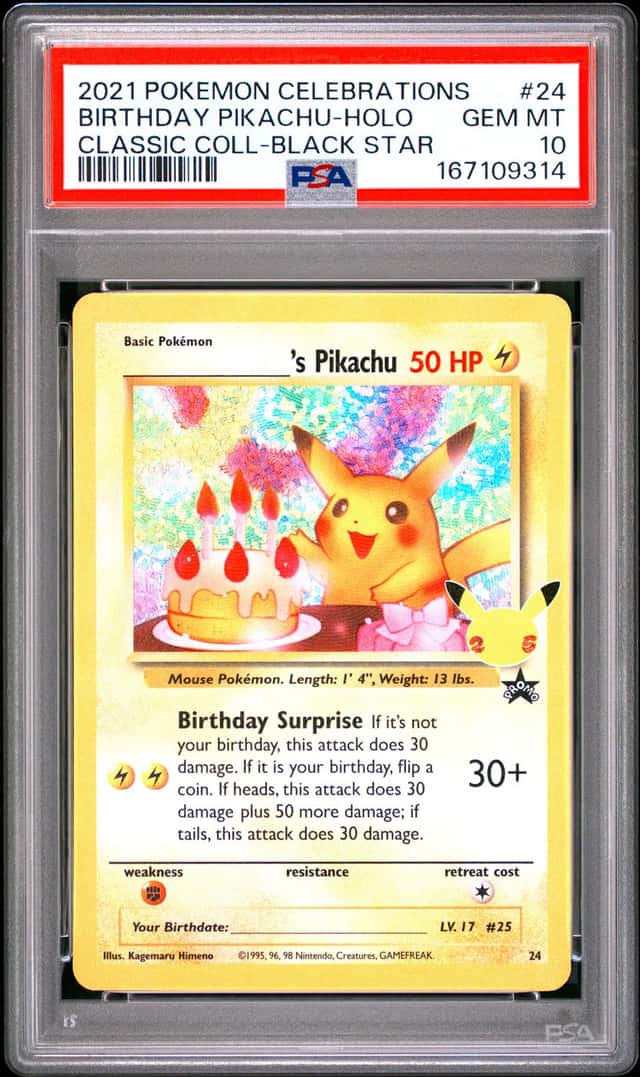 2021 POKEMON CELEBRATIONS CLASSIC COLLECTION #24 BIRTHDAY PIKACHU-HOLO PSA 10
