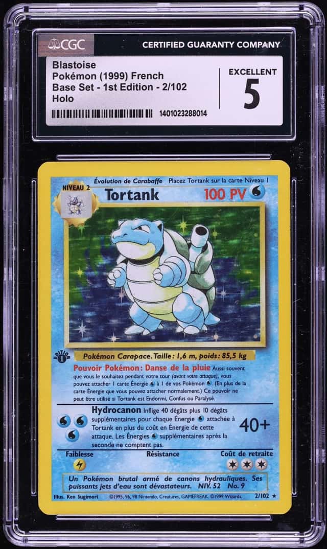 1999 Pokemon French Base Set 1st Edition Holo Blastoise #2 CGC 5 EX