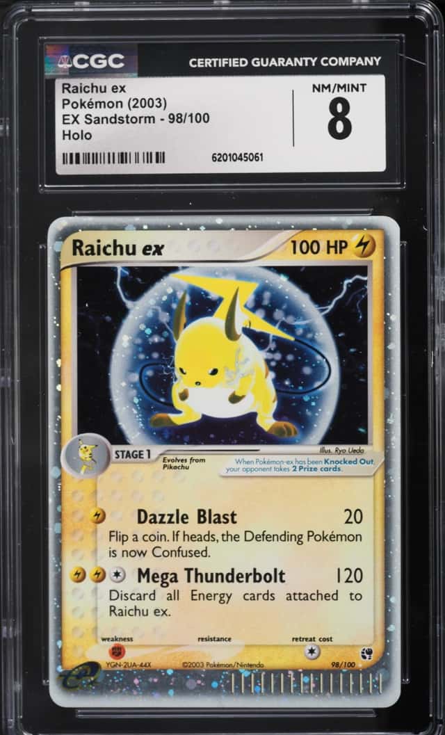 2003 Pokemon Ex Sandstorm Holo Raichu Ex #98 CGC 8 NM-MT