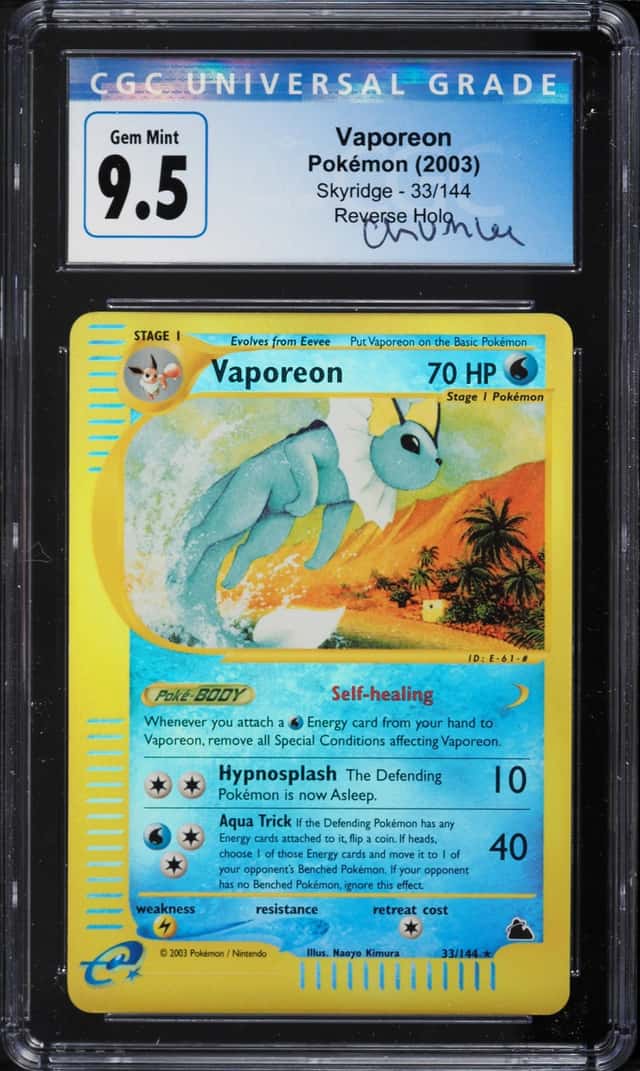 2003 Pokemon Skyridge Reverse Holo Vaporeon #33 CGC 9.5 GEM MINT