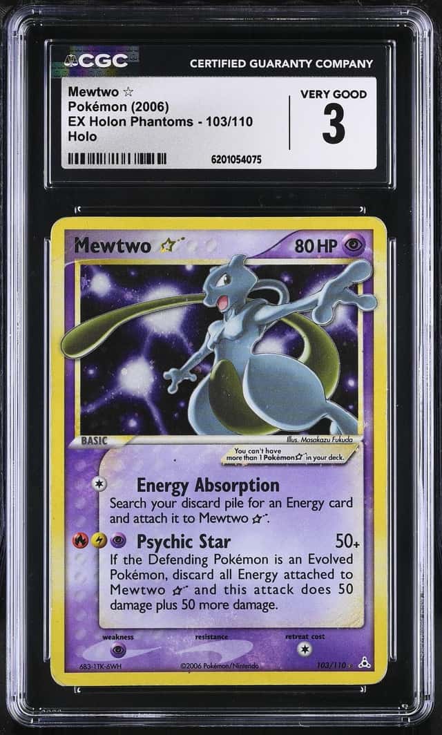2006 Pokemon EX Holon Phantoms Holo Mewtwo Gold Star #103 CGC 3 VG