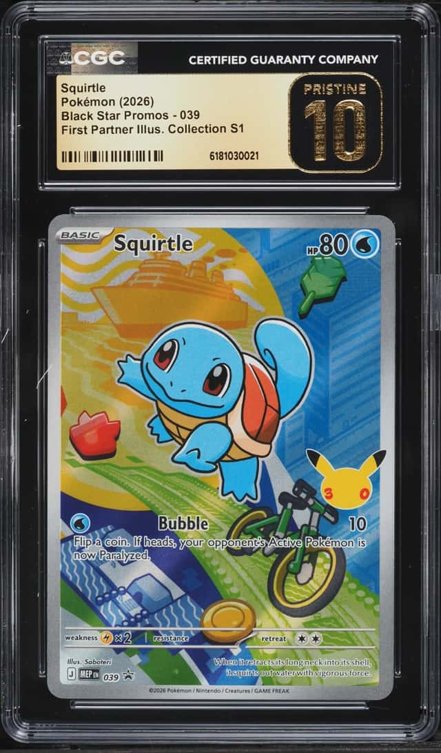 2026 Pokemon Mega Promo First Partner Illustration S1 Full Art Squirtle #39 CGC 10 PRISTINE