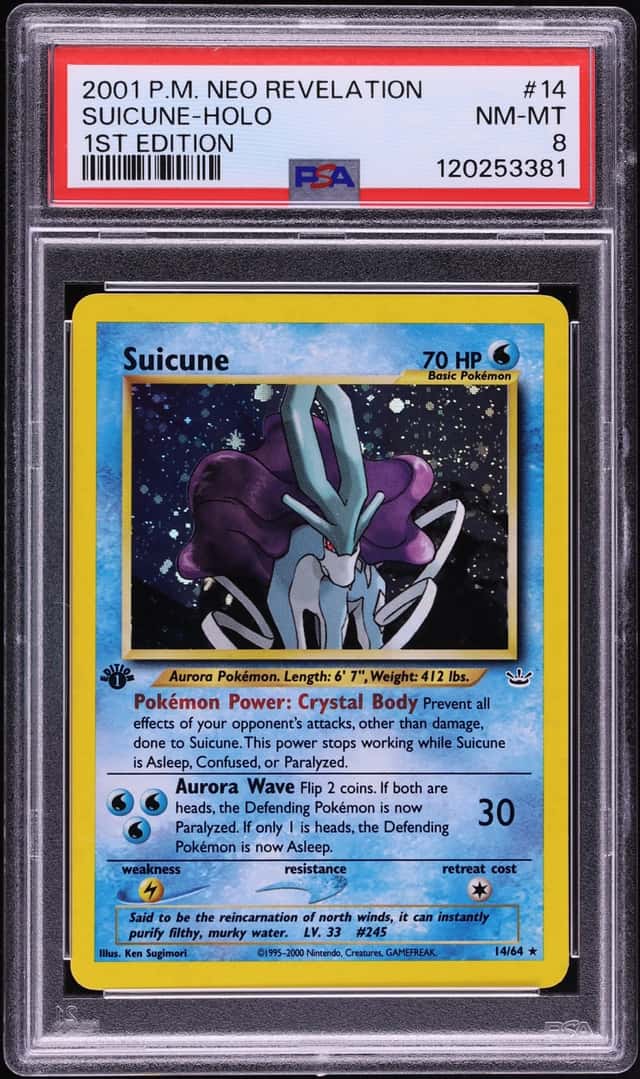 2001 Pokemon Neo Revelation 1st Edition Holo Suicune #14 PSA 8 NM-MT
