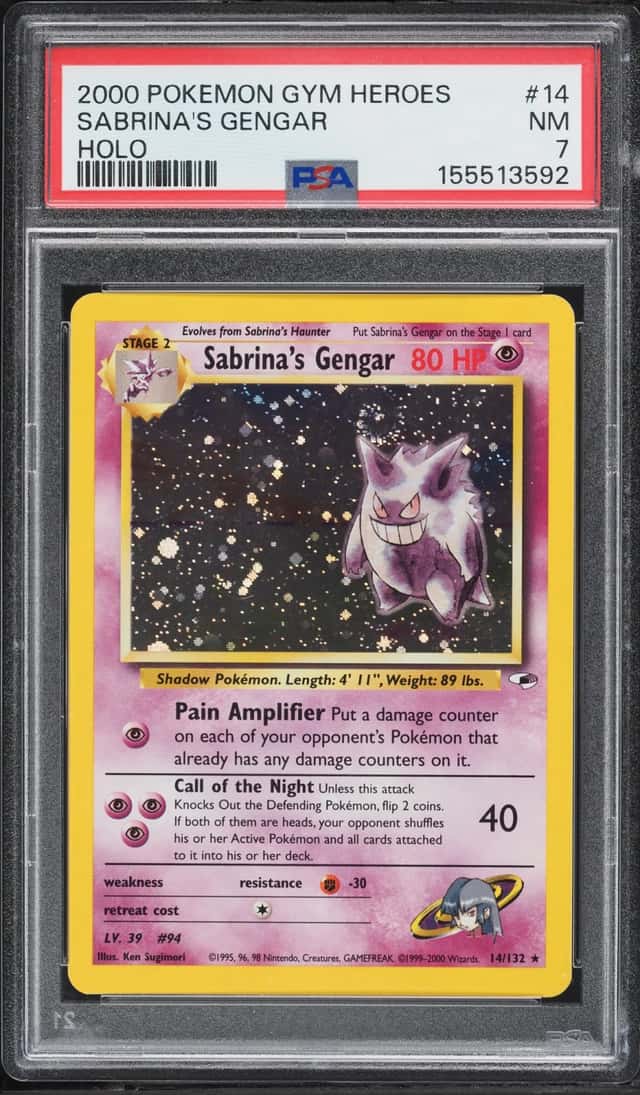 2000 Pokemon Gym Heroes Holo Sabrina's Gengar #14 PSA 7 NRMT