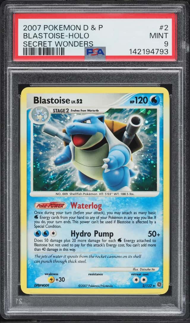 2007 Pokemon Diamond & Pearl Secret Wonders Holo Blastoise #2 PSA 9 MINT